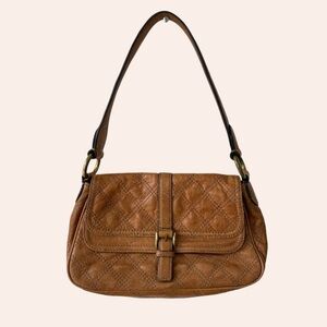 ANTONIO MELANIE Quilted‎ Stiched Cognac Leather shoulder bag